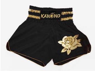 Kanong Retro Womens Boxing Shorts : KNSWO-403-Black Rose